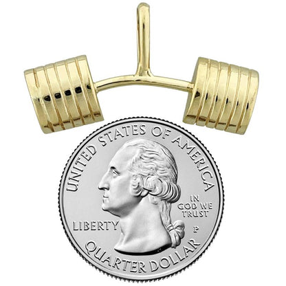 14K Gold Curved Barbell Pendant