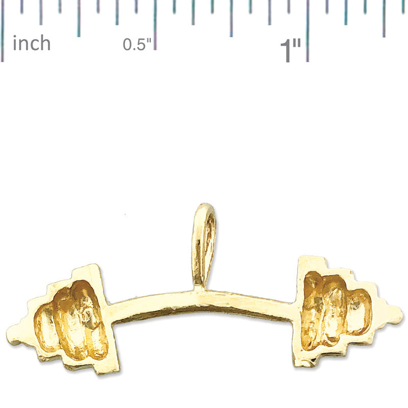 14K Gold Barbell Pendant