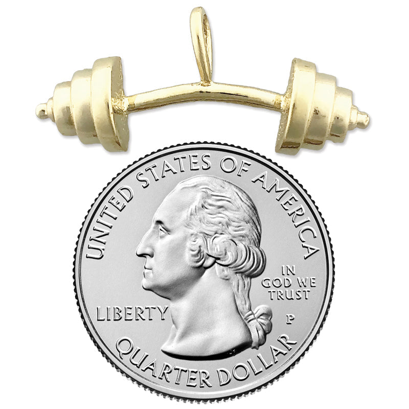 14K Gold Barbell Pendant
