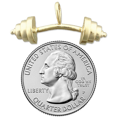14K Gold Barbell Pendant