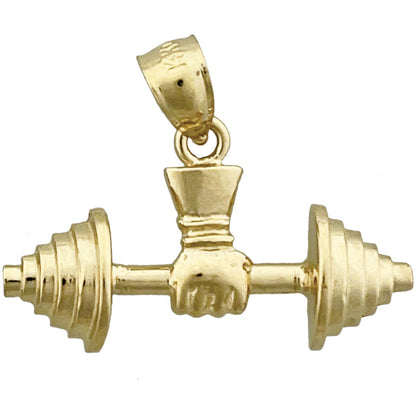 14K Gold One Arm Dumbbell Pendant