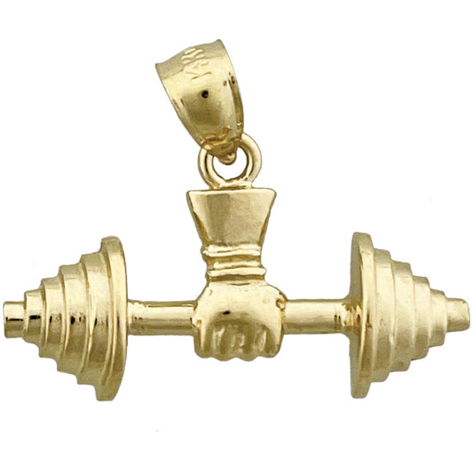 14K Gold One Arm Dumbbell Pendant