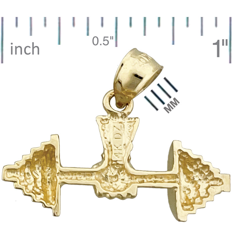 14K Gold One Arm Dumbbell Pendant