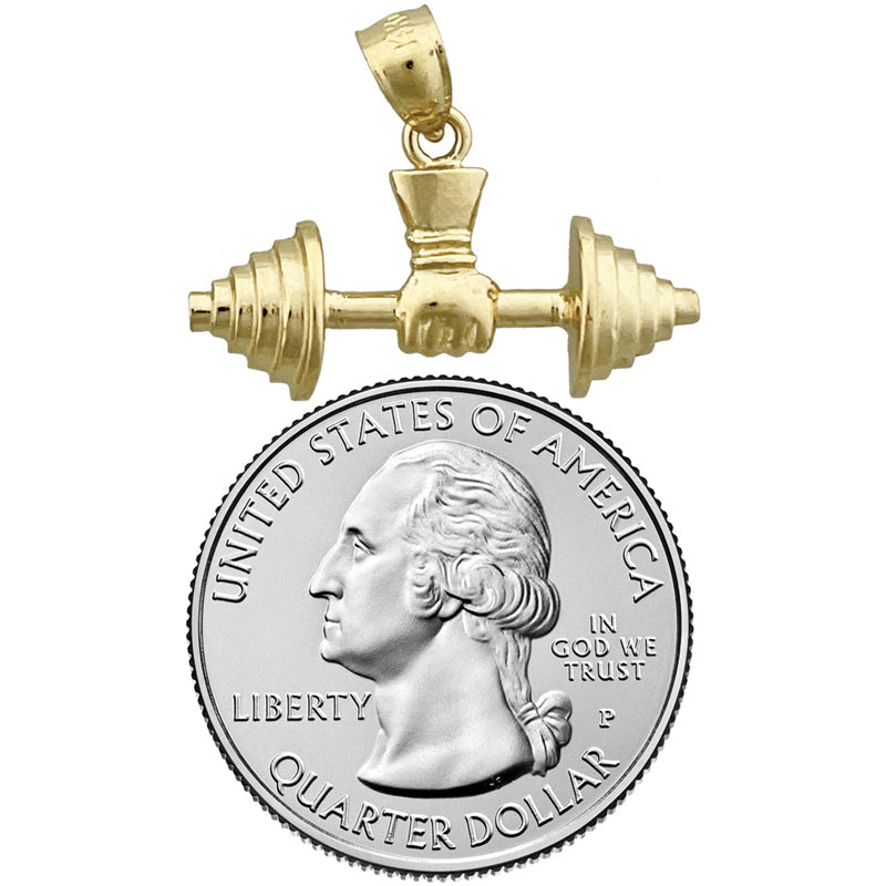14K Gold One Arm Dumbbell Pendant
