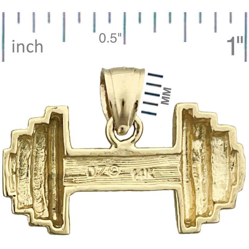 14K Gold Dumbbell Pendant