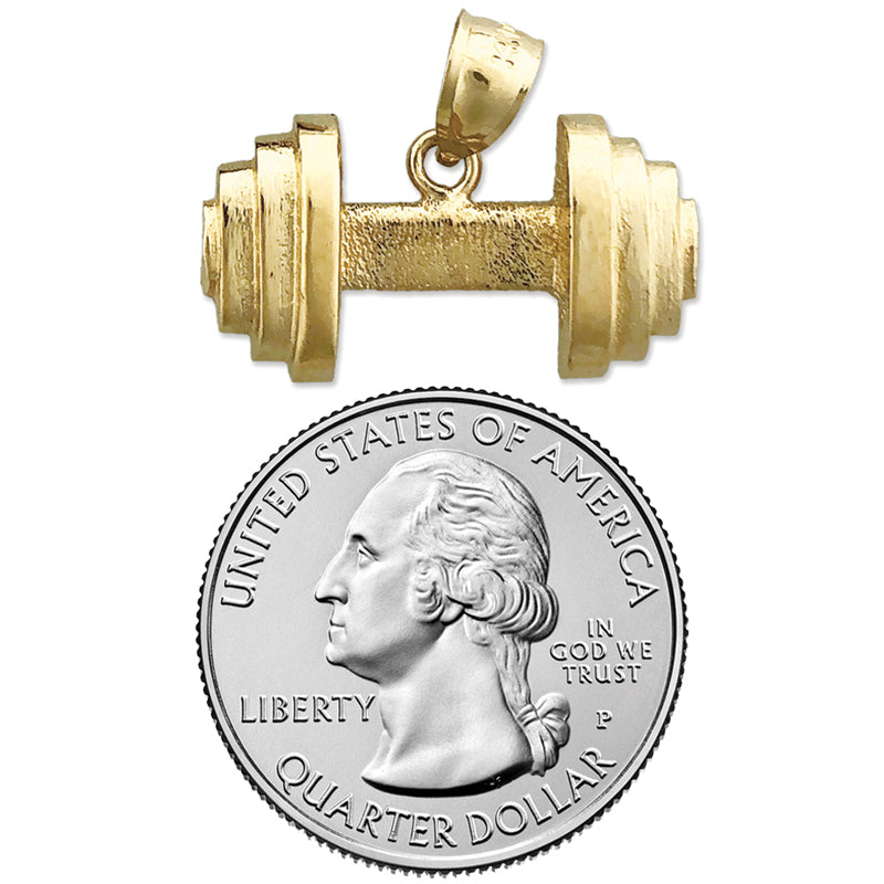 14K Gold Dumbbell Pendant