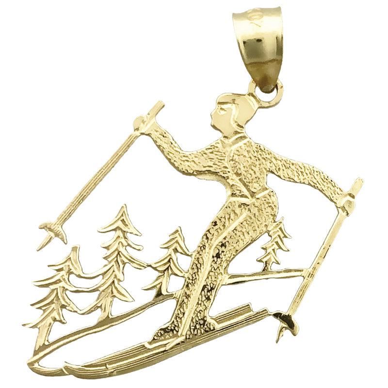 14K Gold Olympic Skier Pendant