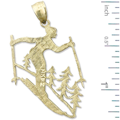 14K Gold Olympic Skier Pendant