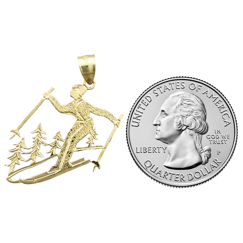 14K Gold Olympic Skier Pendant