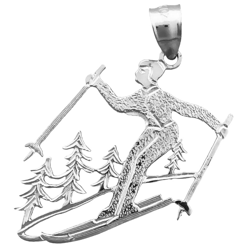 14K Gold Olympic Skier Pendant