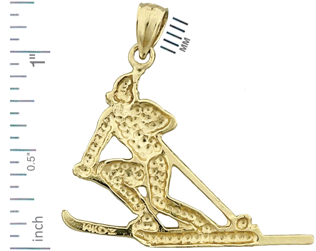 14K Gold Male Skiing Pendant