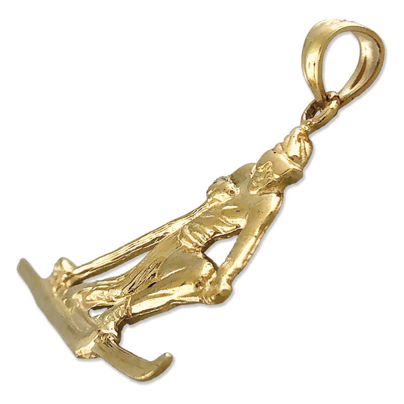14K Gold Male Skiing Pendant