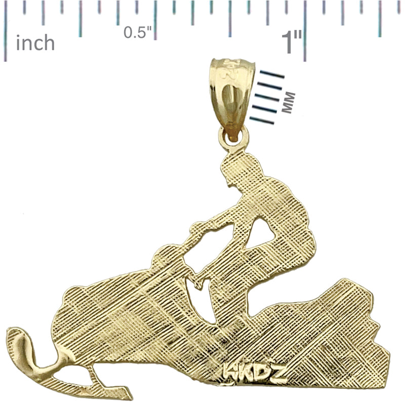 14K Gold Snowmobile Pendant