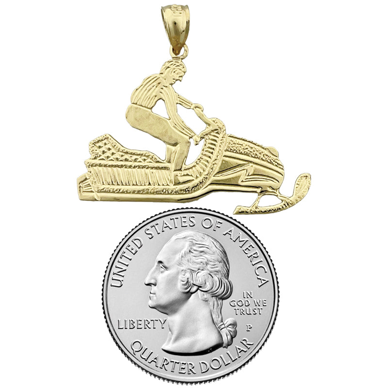 14K Gold Snowmobile Pendant