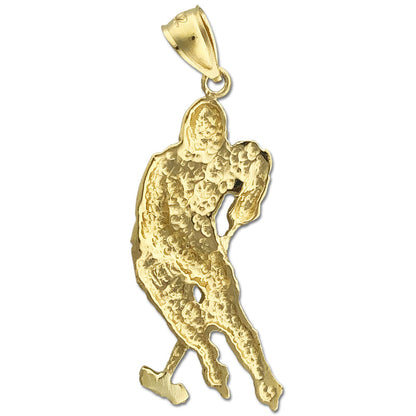 14K Gold Hockey Player Pendant