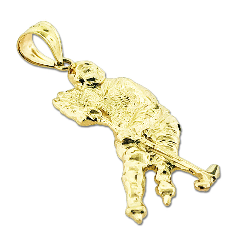 14K Gold Hockey Player Pendant