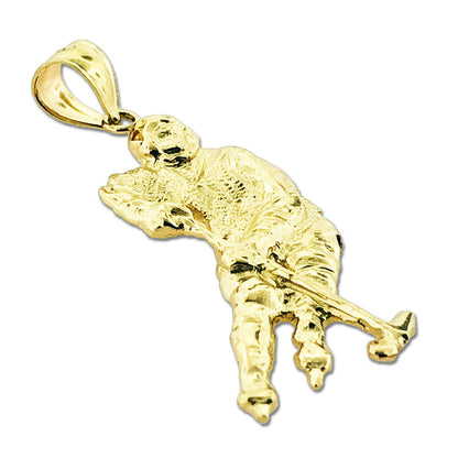 14K Gold Hockey Player Pendant