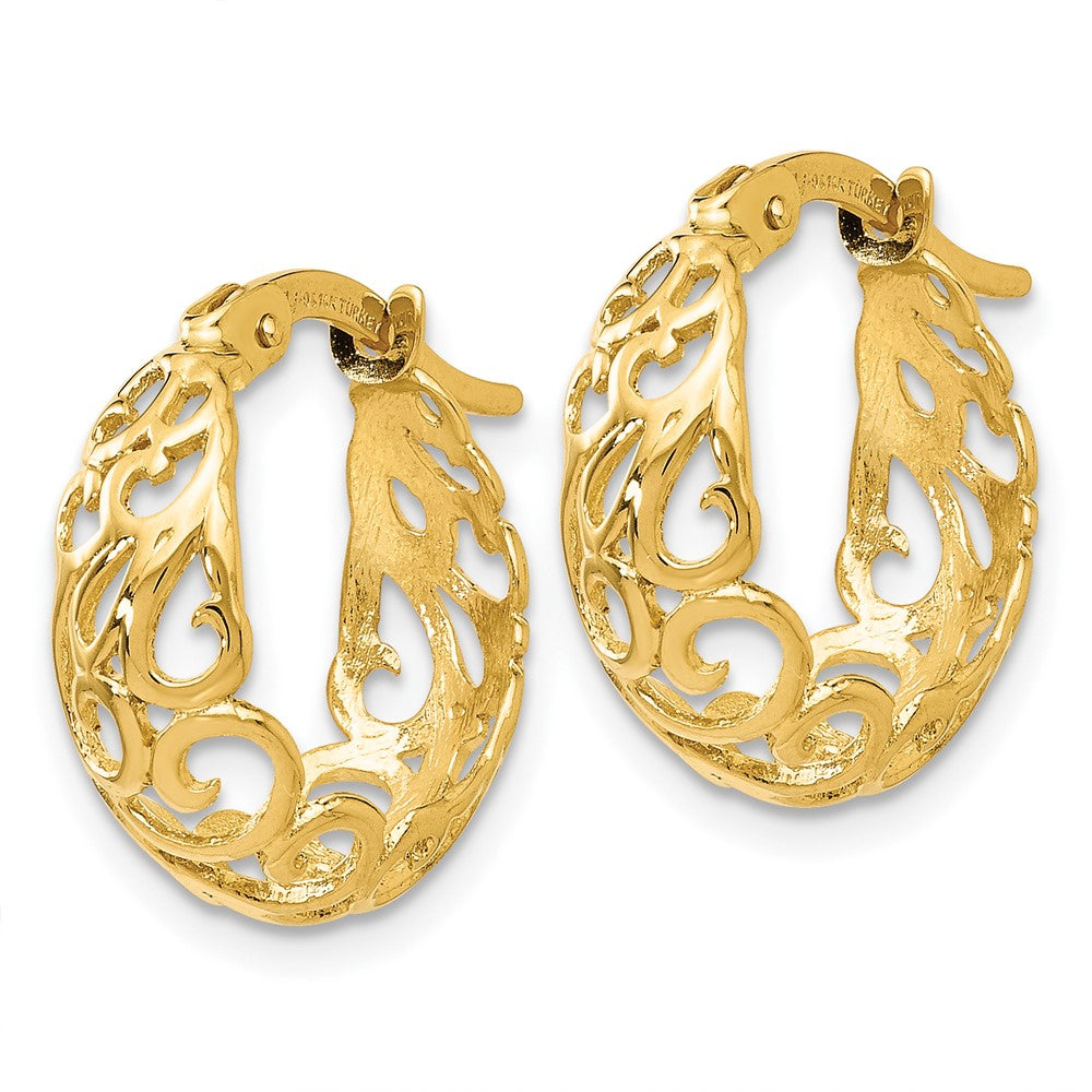 14K Yellow Gold Polished Hinged Hoop Earrings