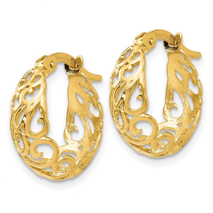 14K Yellow Gold Polished Hinged Hoop Earrings