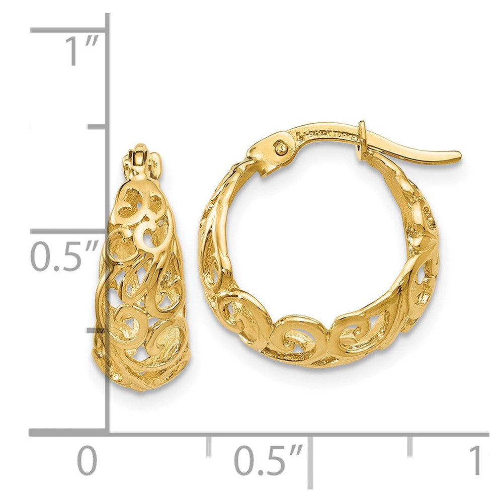 14K Yellow Gold Polished Hinged Hoop Earrings