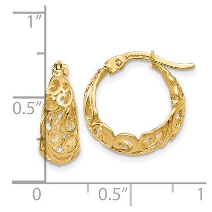 14K Yellow Gold Polished Hinged Hoop Earrings