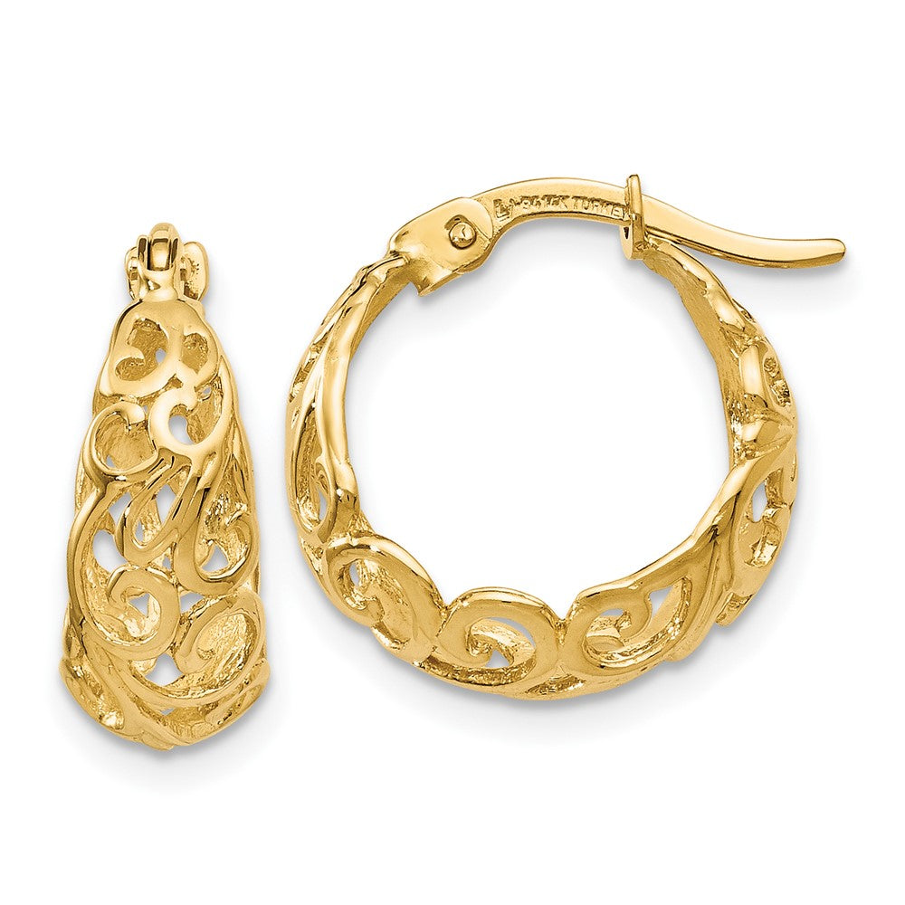 14K Yellow Gold Polished Hinged Hoop Earrings