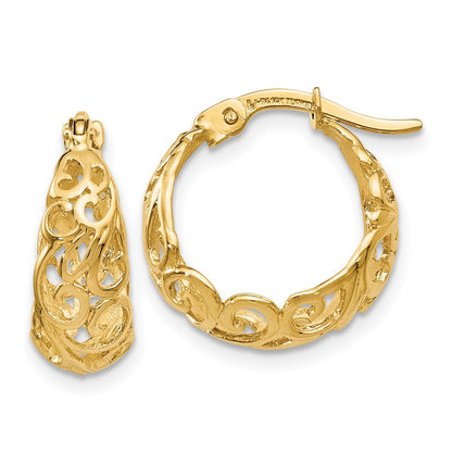 14K Yellow Gold Polished Hinged Hoop Earrings