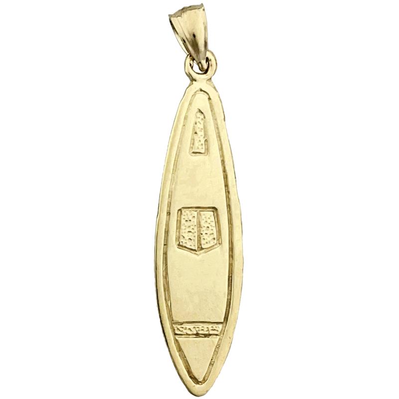 14K Gold 3D Surfboard Pendant