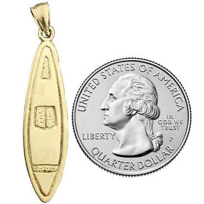14K Gold 3D Surfboard Pendant