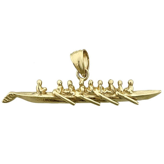 14K Gold 3D Rowing Pendant