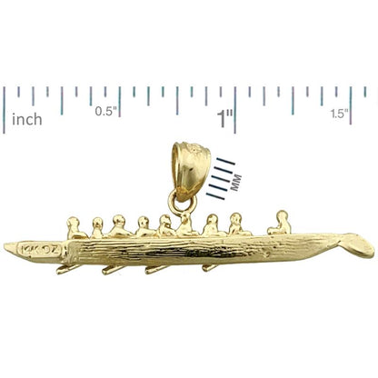 14K Gold 3D Rowing Pendant
