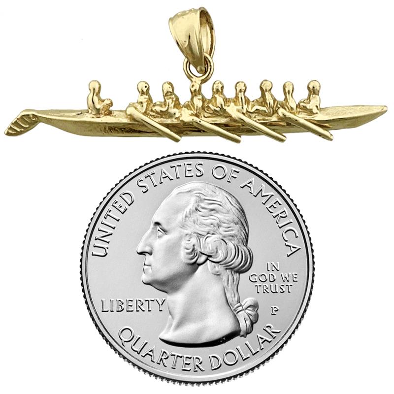 14K Gold 3D Rowing Pendant
