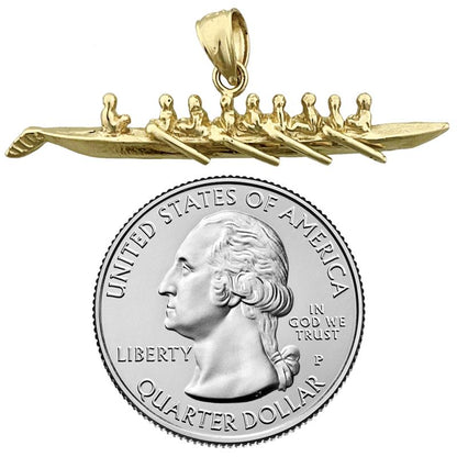 14K Gold 3D Rowing Pendant