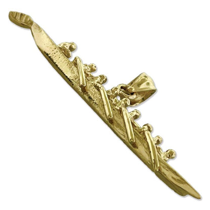 14K Gold 3D Rowing Pendant