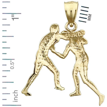 14K Gold Two Boxers Fighting Pendant