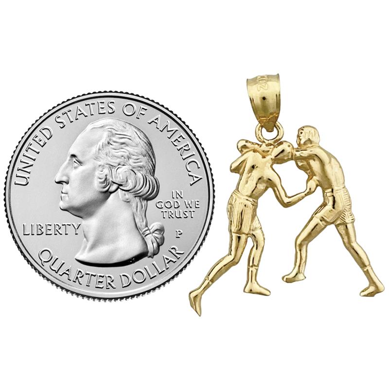 14K Gold Two Boxers Fighting Pendant