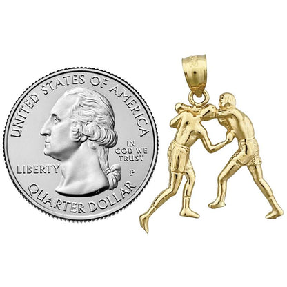 14K Gold Two Boxers Fighting Pendant