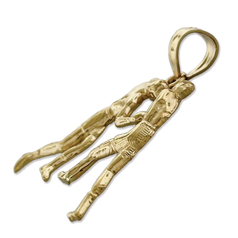 14K Gold Two Boxers Fighting Pendant