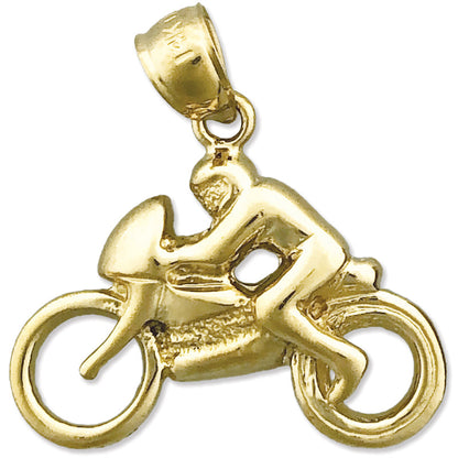 14K Gold Speed Motorcycle and Rider Charm