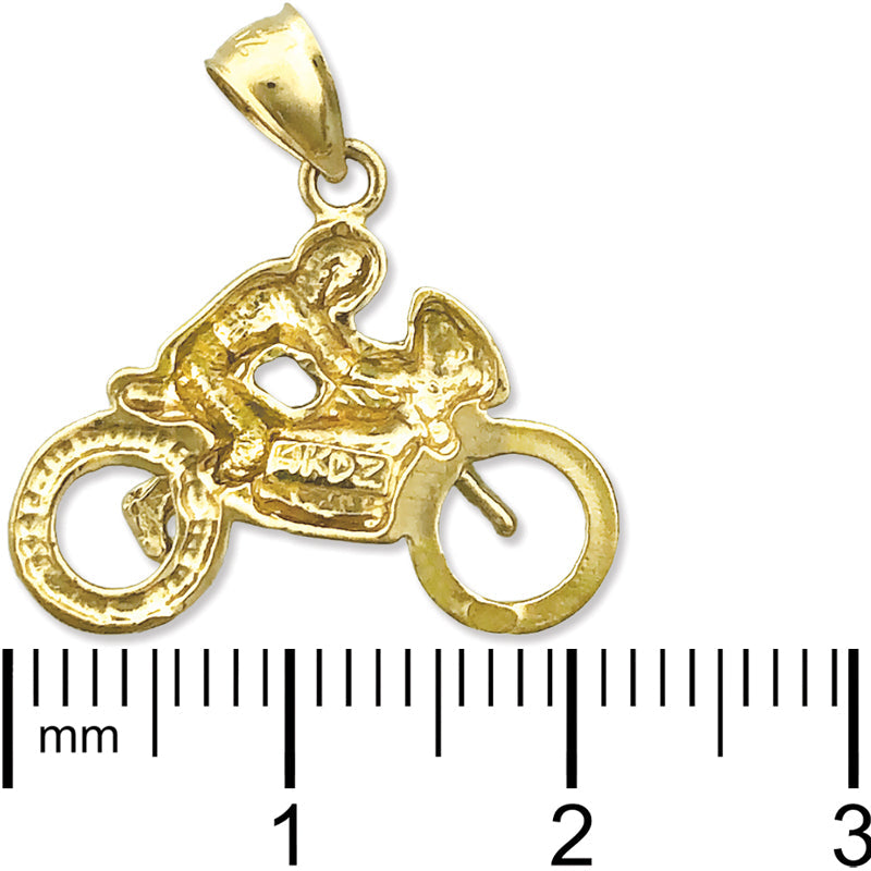14K Gold Speed Motorcycle and Rider Charm