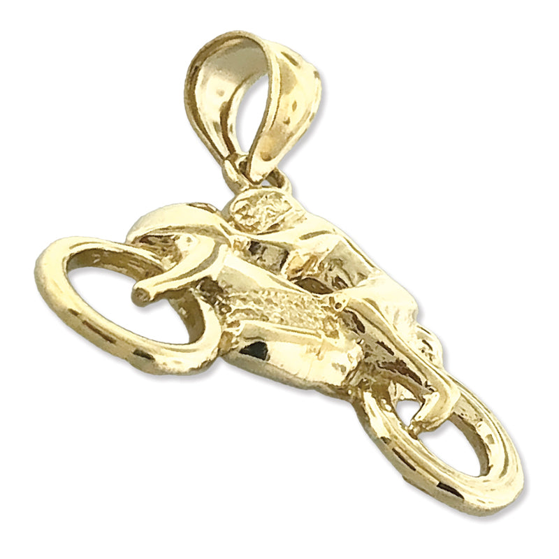 14K Gold Speed Motorcycle and Rider Charm