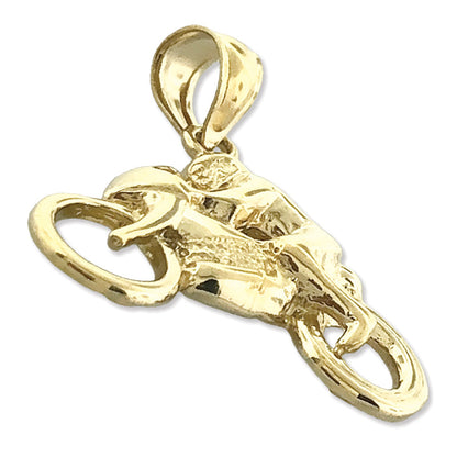 14K Gold Speed Motorcycle and Rider Charm
