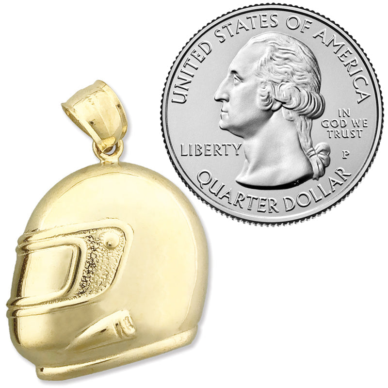 14K Gold Motorcycle Helmet Pendant