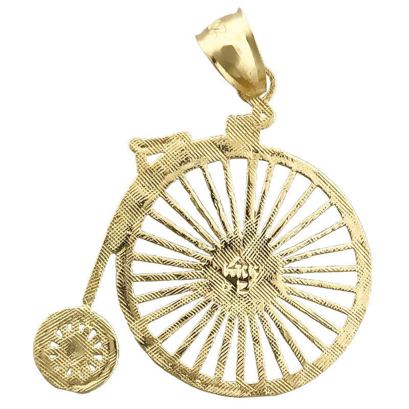 14K Gold Penny Farthing Bicycle Pendant
