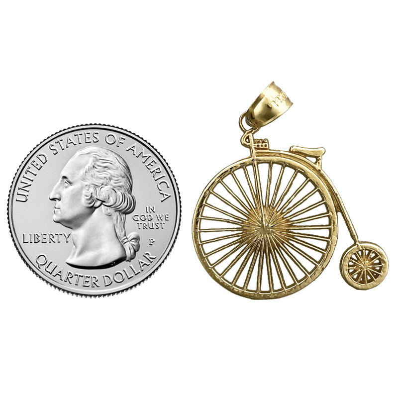 14K Gold Penny Farthing Bicycle Pendant