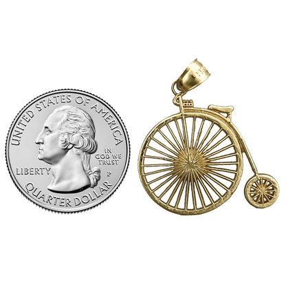 14K Gold Penny Farthing Bicycle Pendant