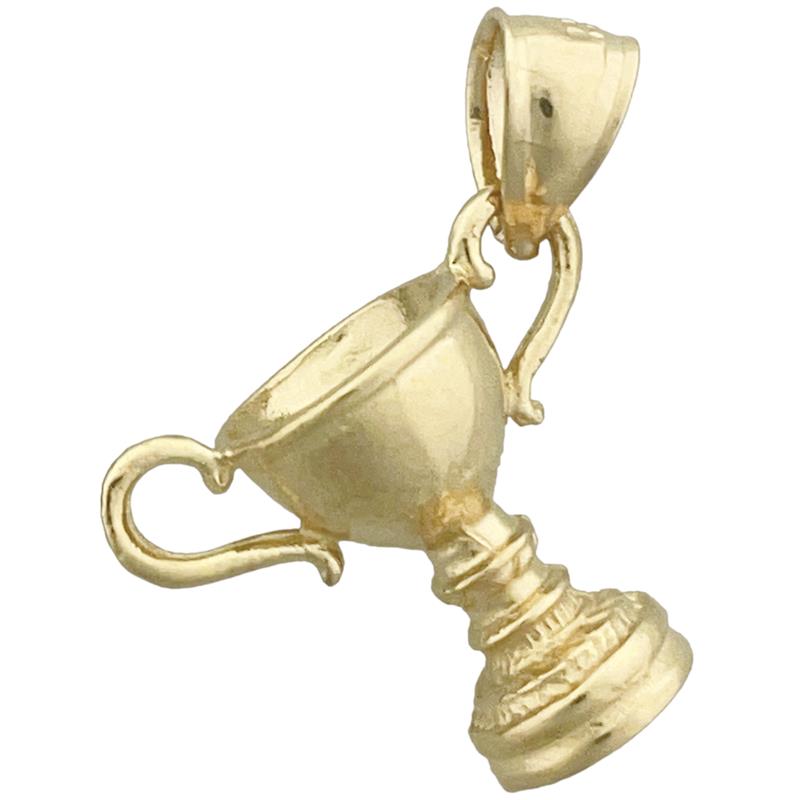 14K Gold 3D Champion Trophy Pendant