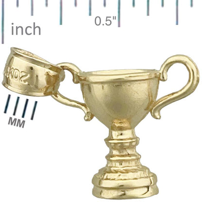 14K Gold 3D Champion Trophy Pendant