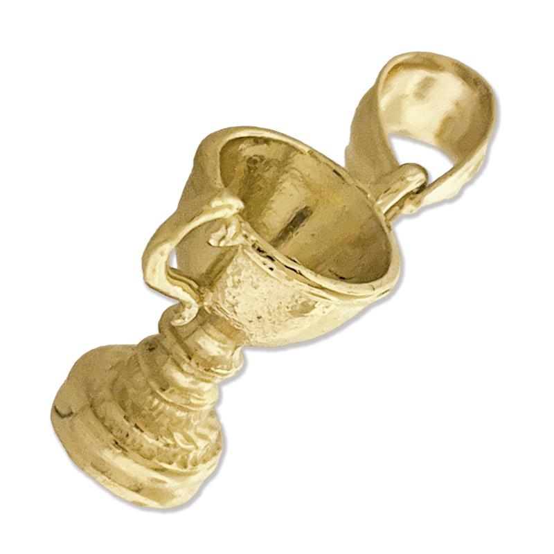 14K Gold 3D Champion Trophy Pendant
