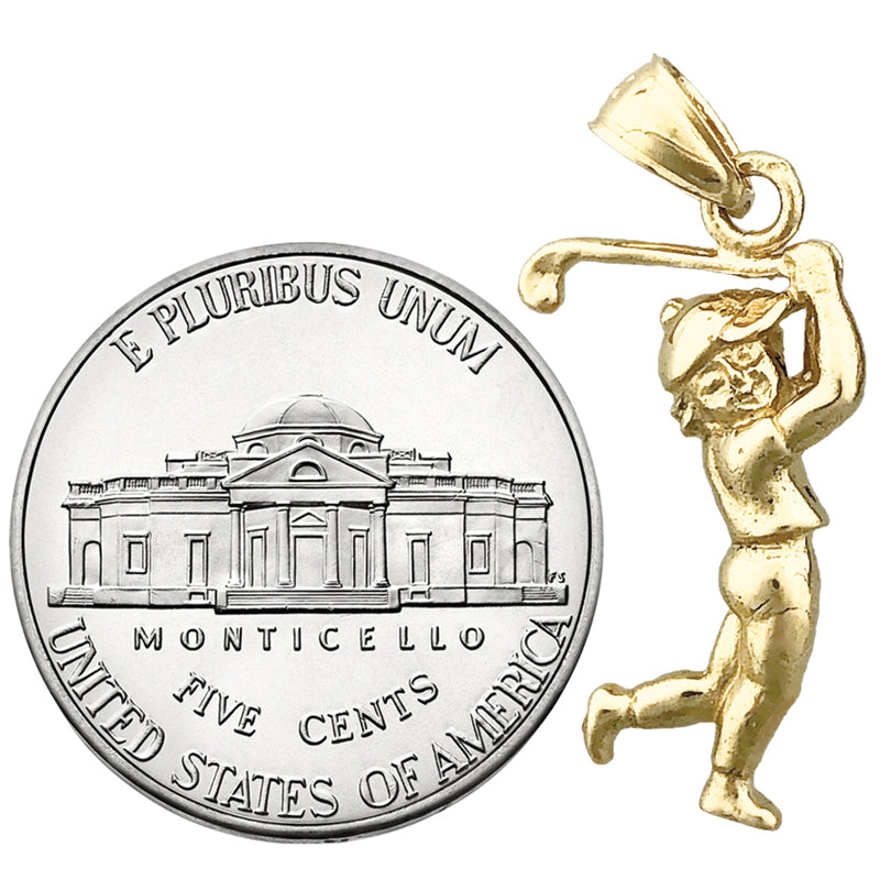 14K Gold 3D Golfer Charm
